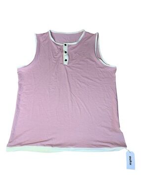 NWT Ouku Pink & Cream Colorblock Henley Tank Top Size M